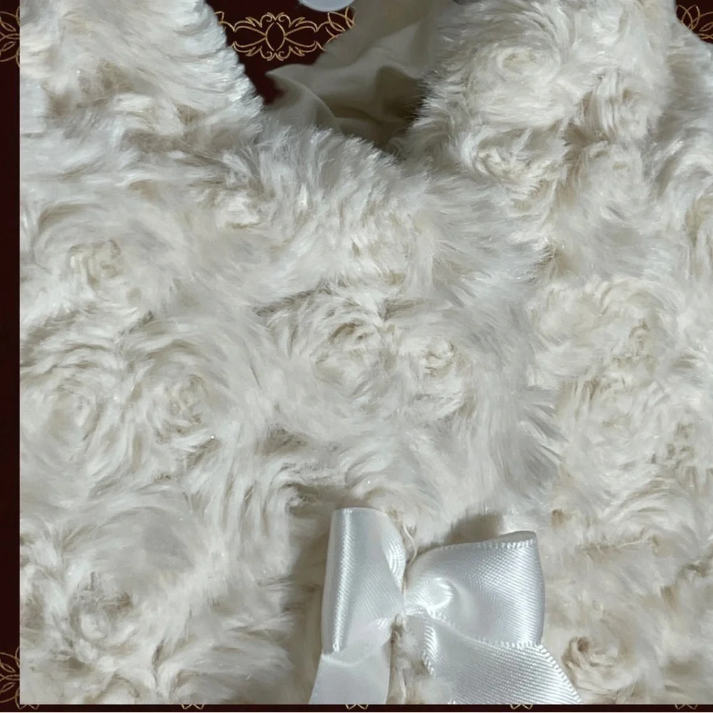 LONDON Fog Girl White Rosette Faux Fur Jacket 12 Month Coat Zipper Button Hooded